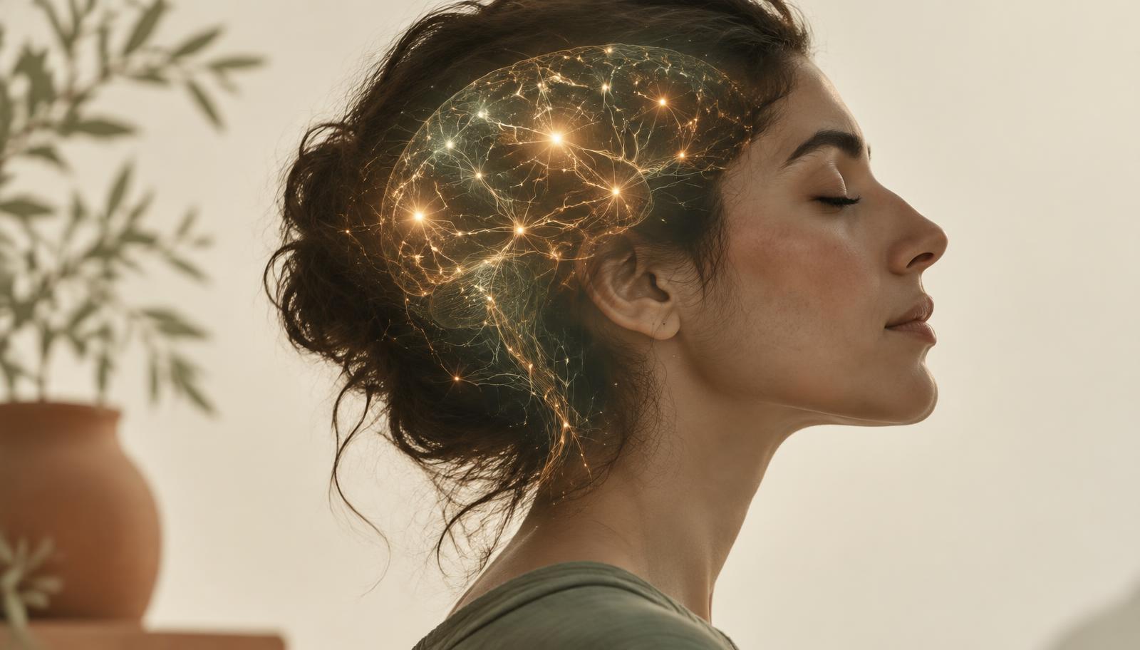 Silueta de una cabeza con luces que se reorganizan en el interior, imagen de la neuroplasticidad y la recuperación tras el abuso